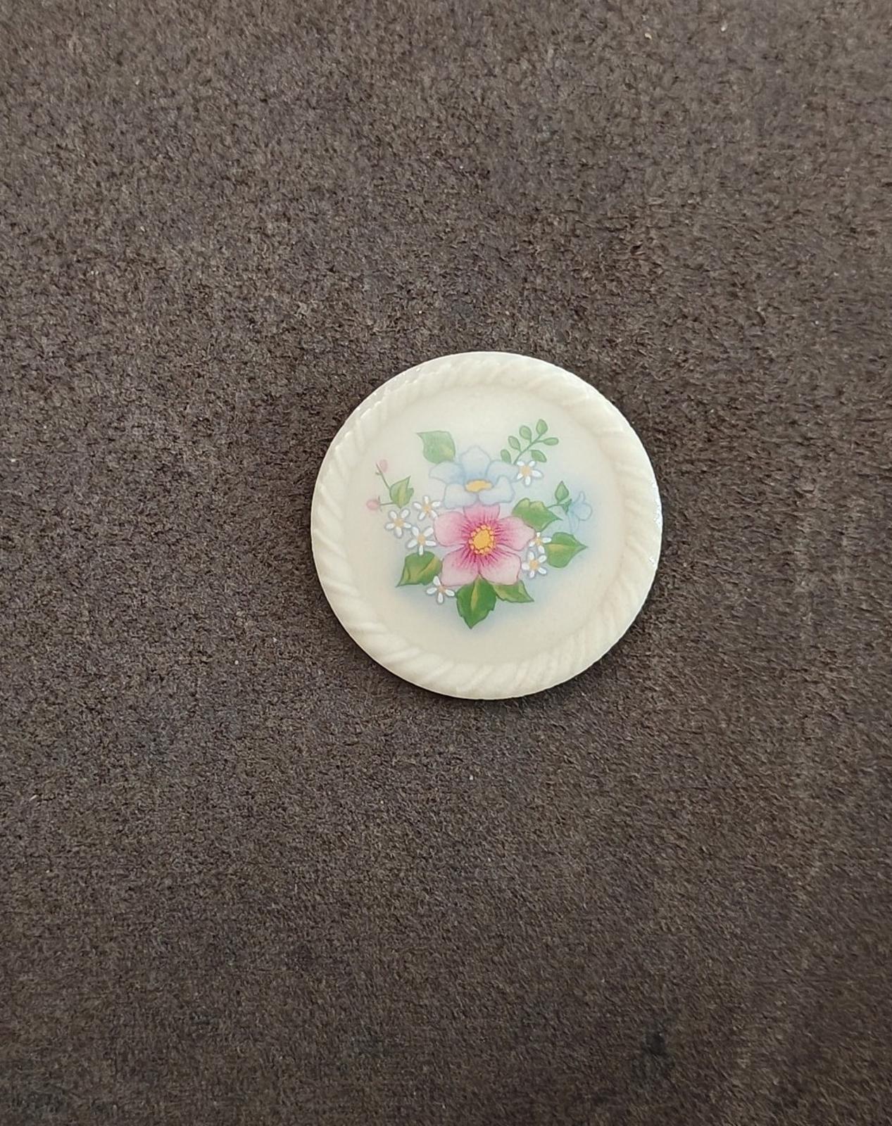 1980s Avon "Spring Bouquet" Porcelain Disc Brooch Pin