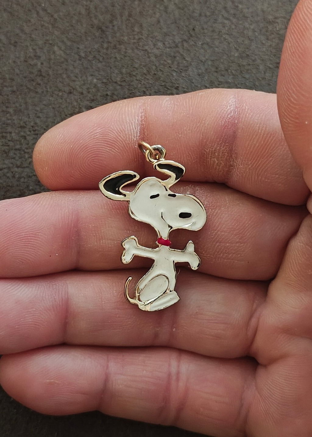 1970s Snoopy Gold Tone Enamel Charm Pendant