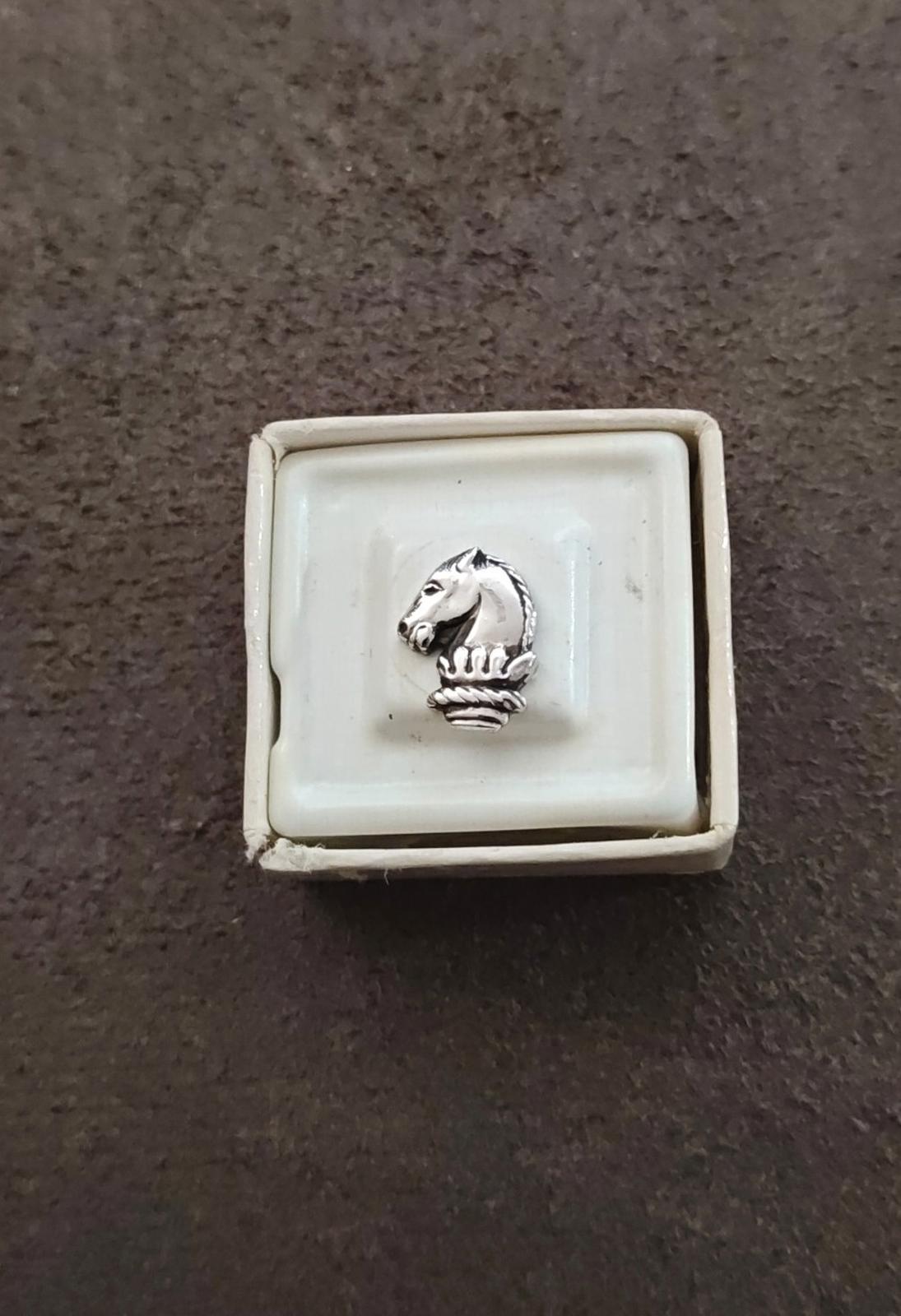 1960s Vintage Silver Tone Textured Horse Head Tie Tack Pin