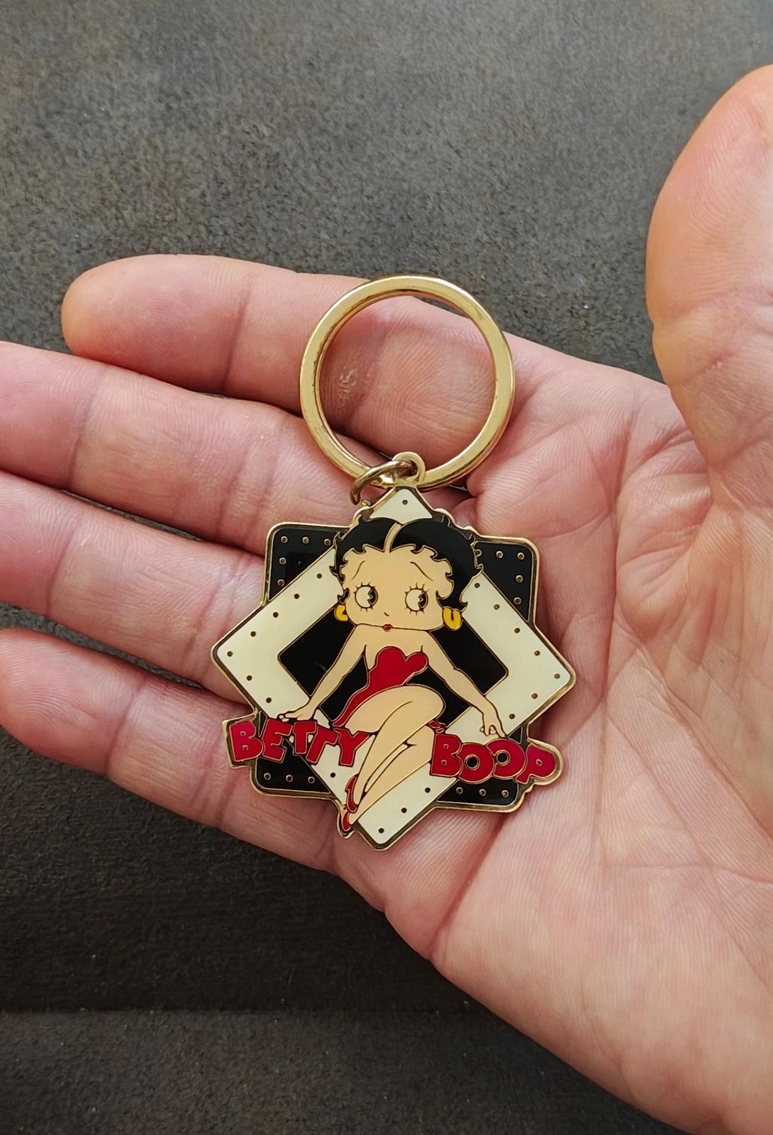 1990s Vintage Betty Boop Gold Tone Enamel Keychain