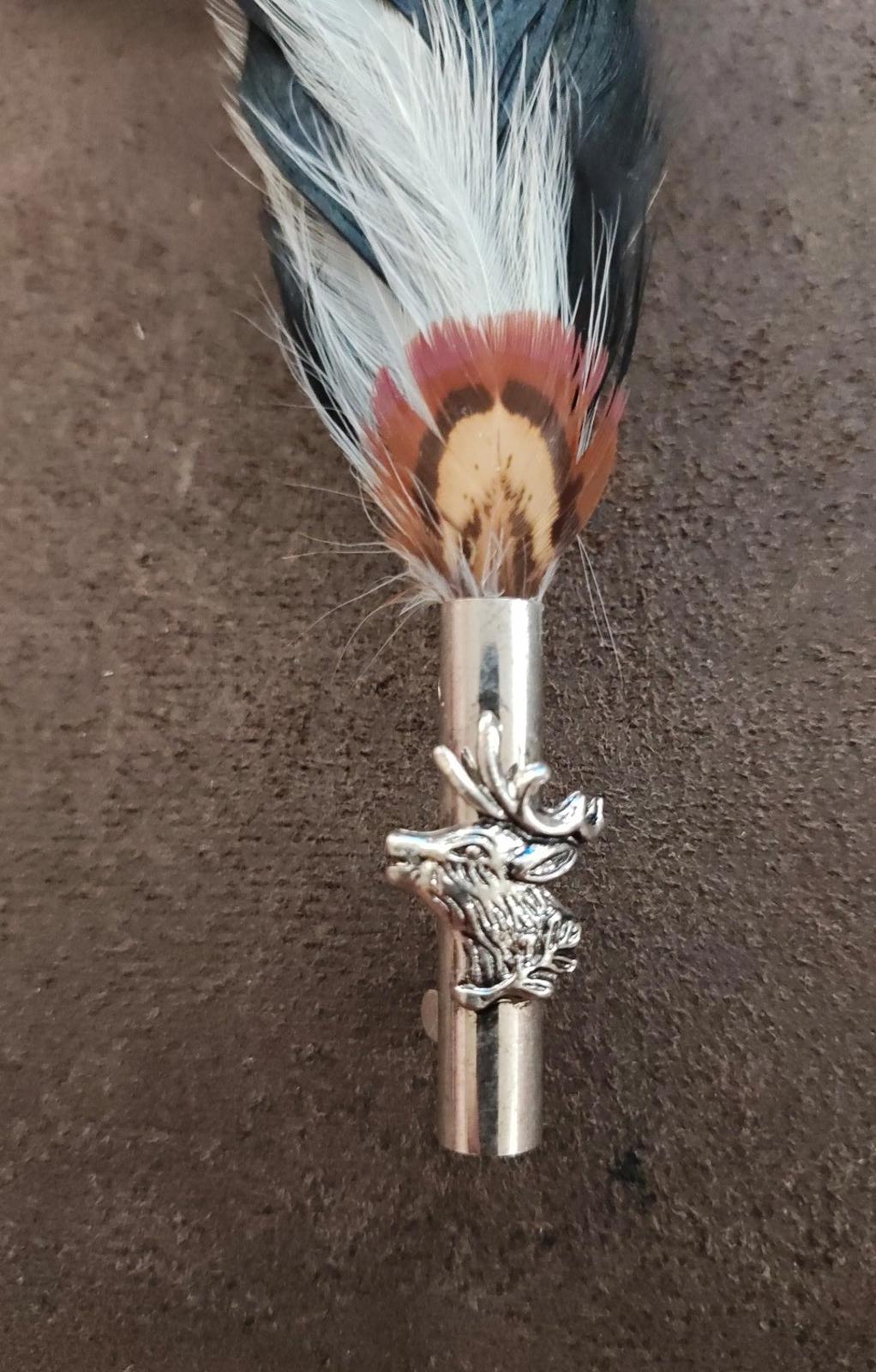 1960s Traditional Bavarian/Alpine Style Hunting Feather Hat Silver Tone Brooch