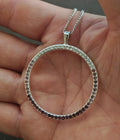80s "Circle of Life" Design With Purple, Pink & Clear Crystals Pendant Necklace - Trinketmania-LV