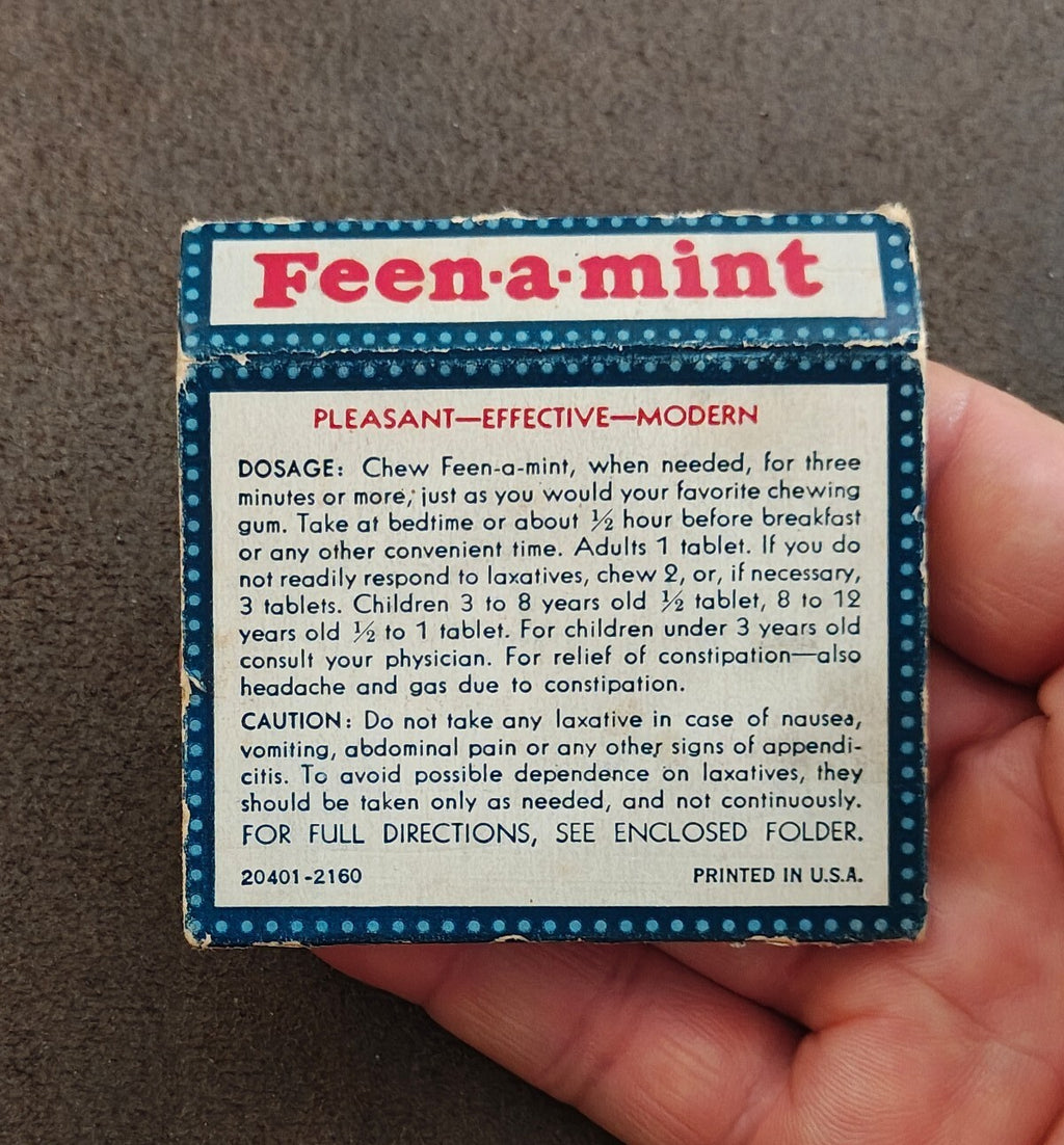 1920s/30s Rare Feen-A-Mint Laxative Chewing Gum (Box Only)