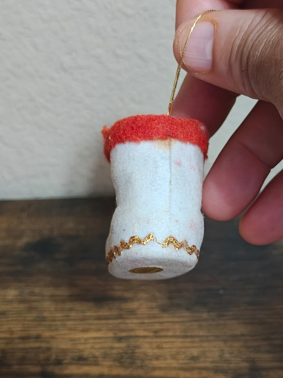 1970s Handmade Felt Dutch Clog Christmas Ornament