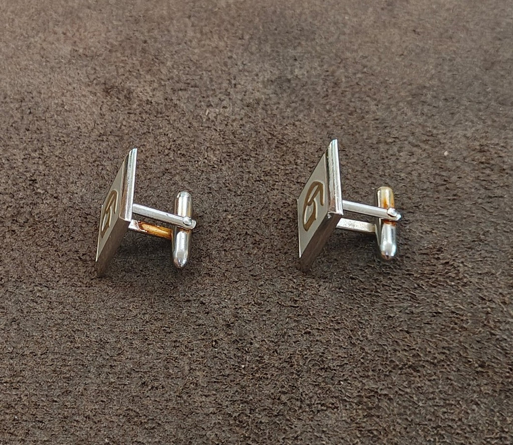 1950s/60s Swank Monogram Initial "G" Silver Tone Cufflinks