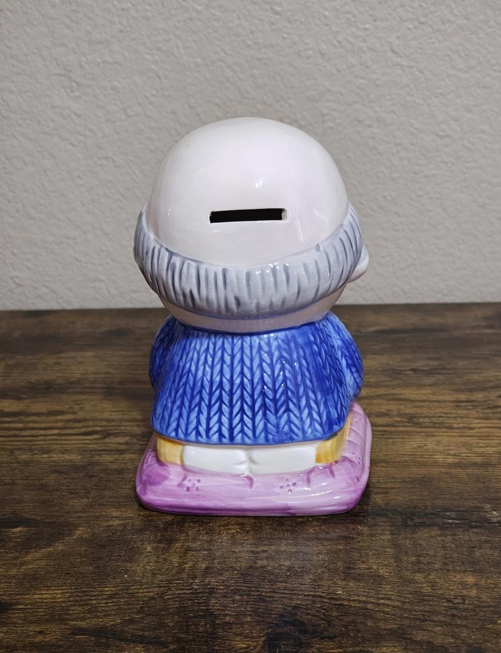 1970s Japanese Grandpa Ceramic Coin Bank Figure