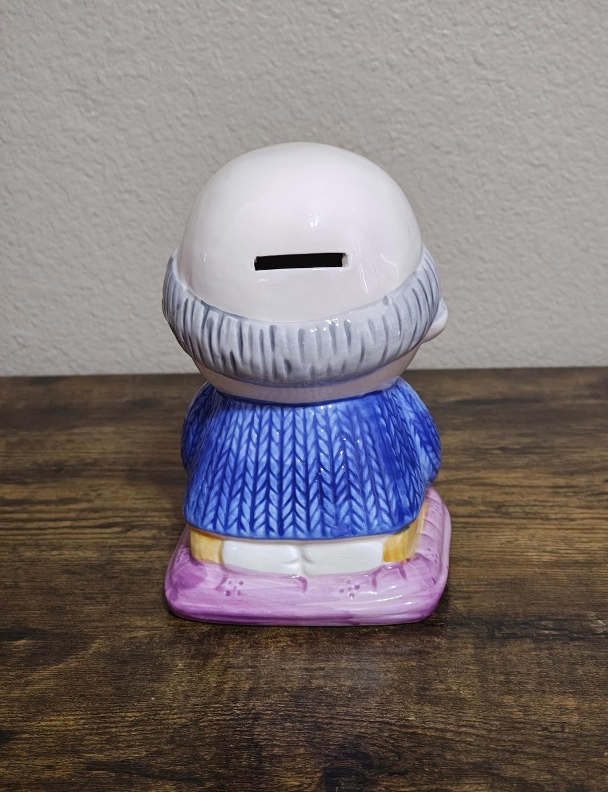 1970s Japanese Grandpa Ceramic Coin Bank Figure
