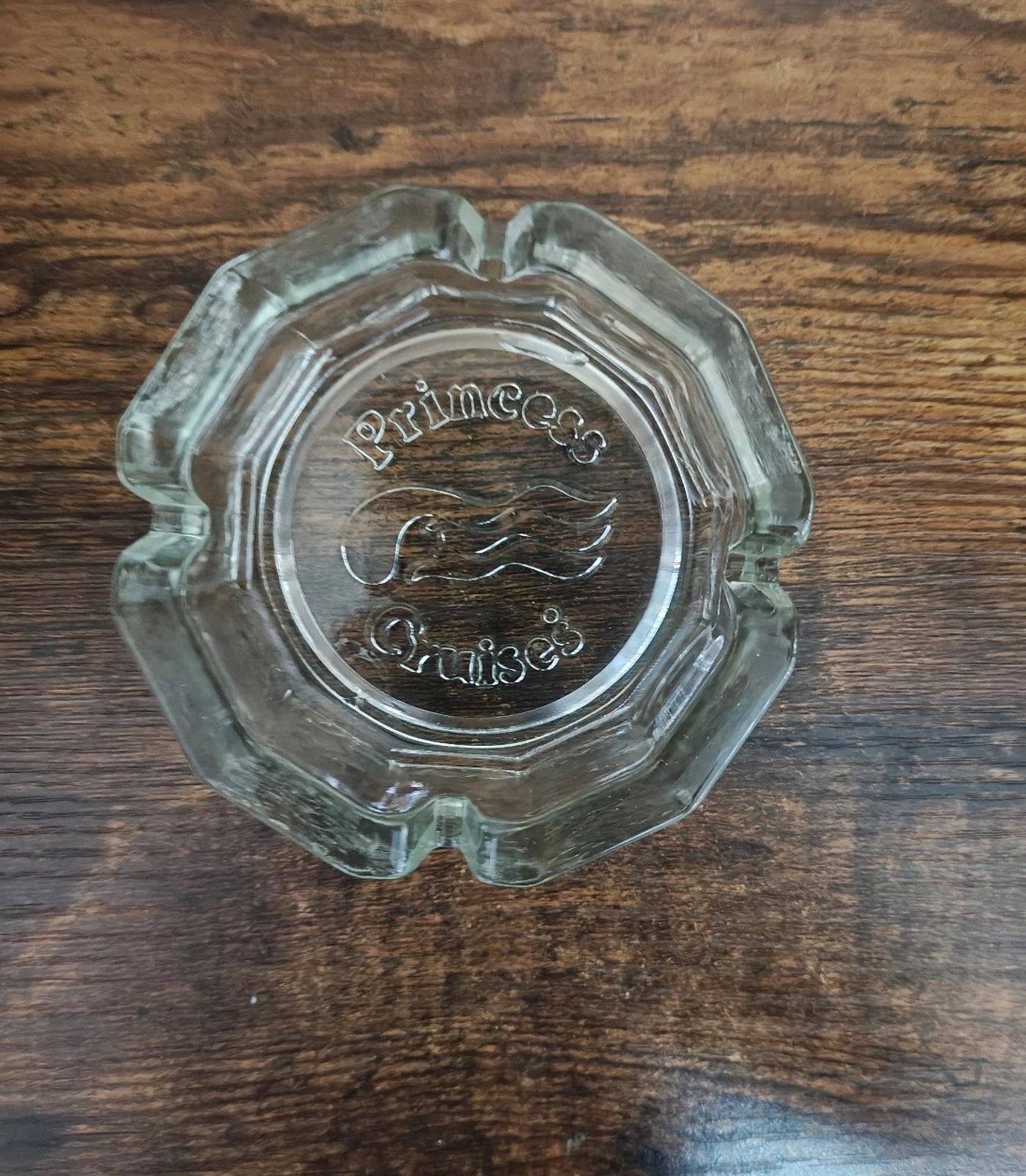 1970s Set of Two Princess Cruises clear Glass Ashtrays