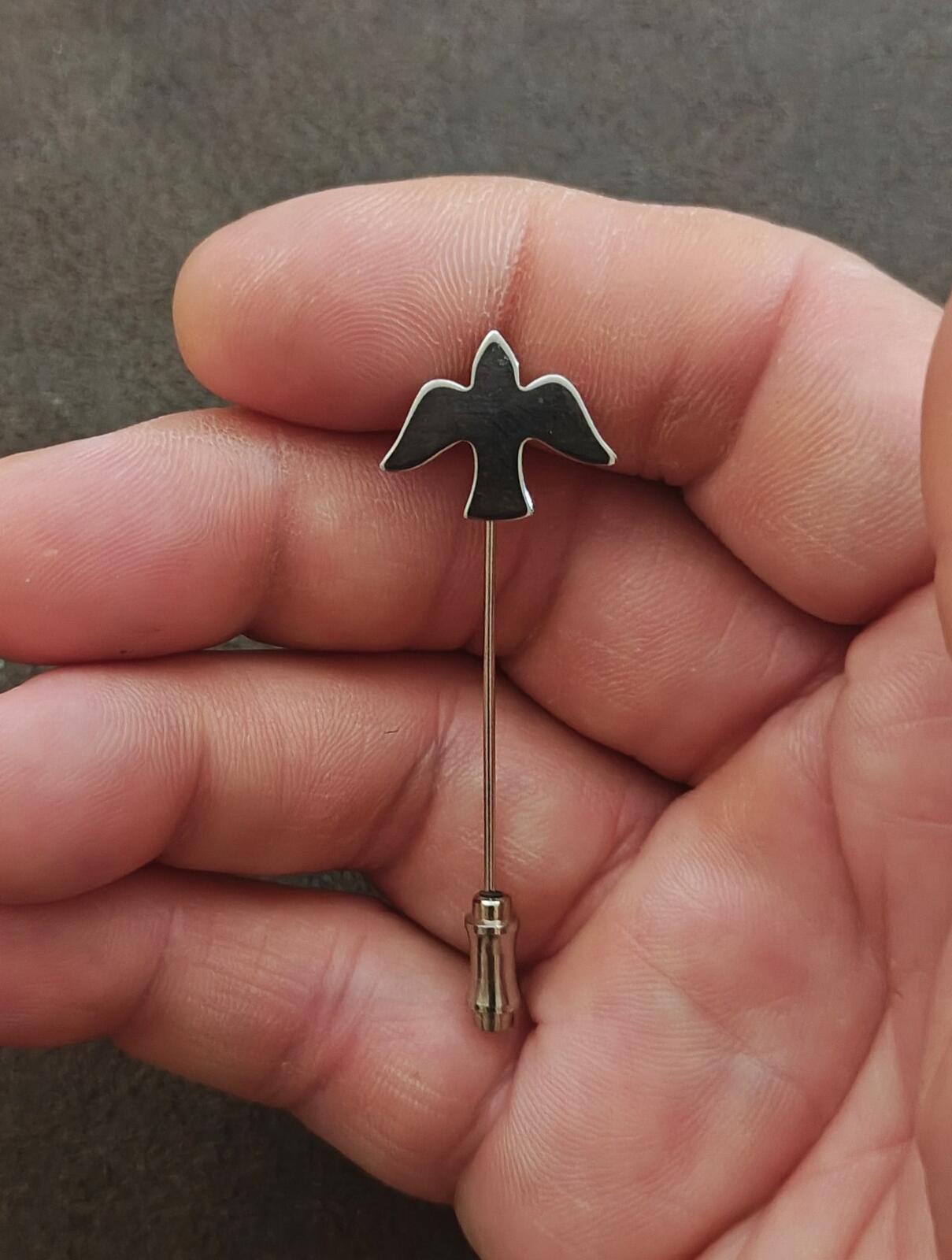 1970s Silver Tone Dove Stick Pin