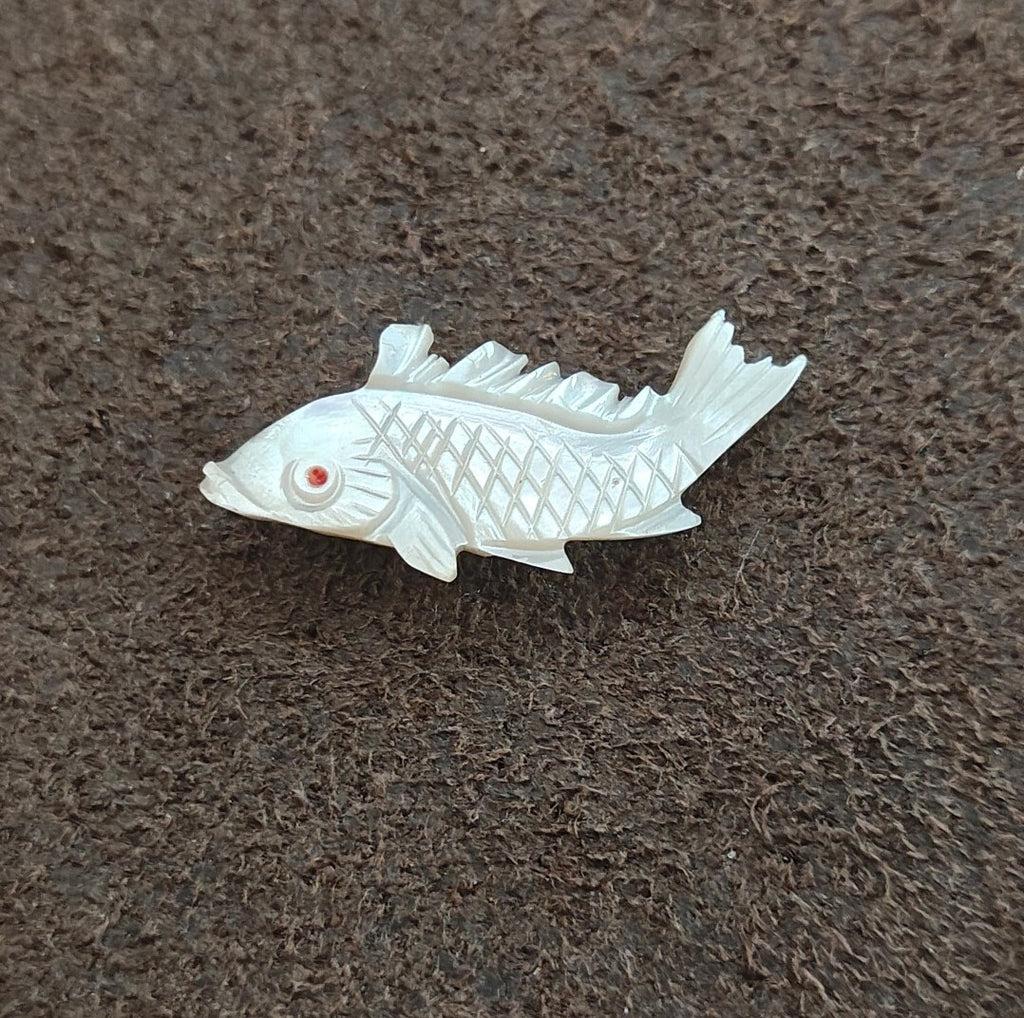 1960s Hand Carved Mother of Pearl Koi Fish Brooch Pin