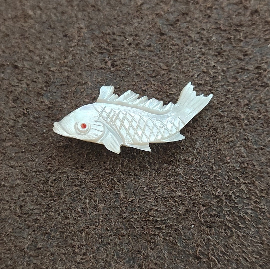 1960s Hand Carved Mother of Pearl Koi Fish Brooch Pin