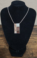 2000s Lia Sophia Mother of Pearl & Abalone Mosaic Geometric Pendant Necklace