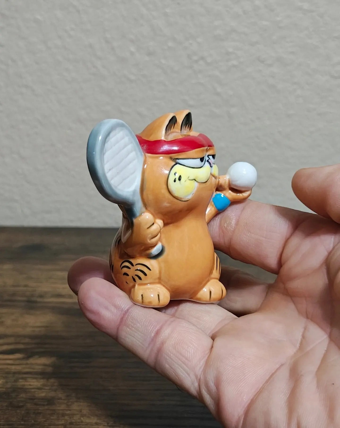 1981 Vintage Enesco Ceramic Garfield  Tennis Player Figurine