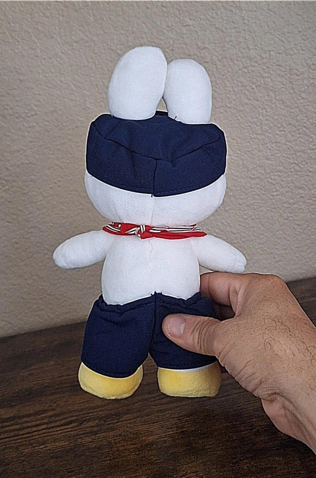 Cute Nijntje Miffy White Bunny Rabbit Blue Farmer Dick Bruna Soft Plush.