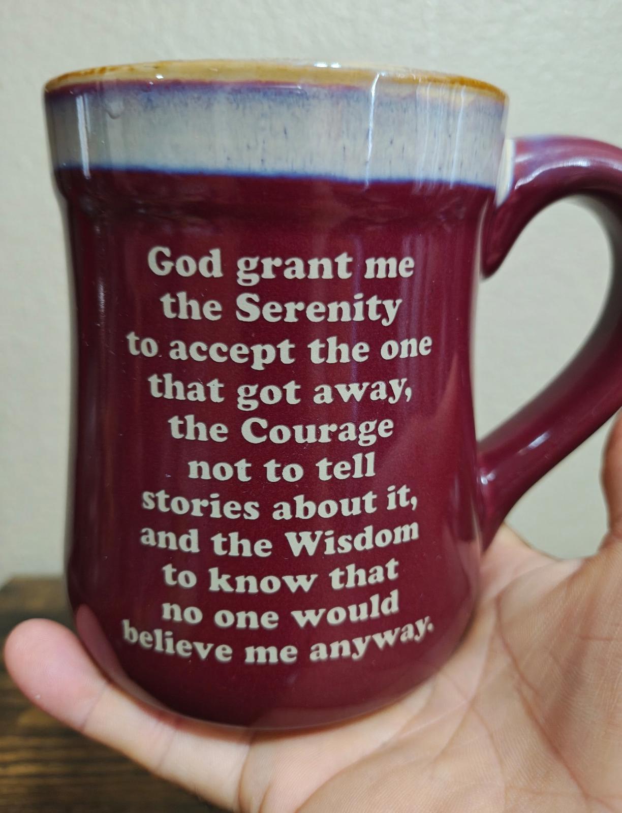 Great Born to Fish Serenity Prayer Porcelain 18 oz Red Mug
