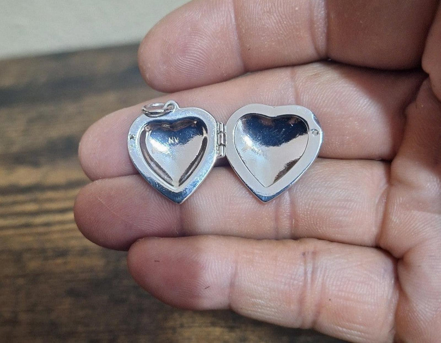 2004 Avon Silver and Clear Rhinestones Heart Locket Pendant