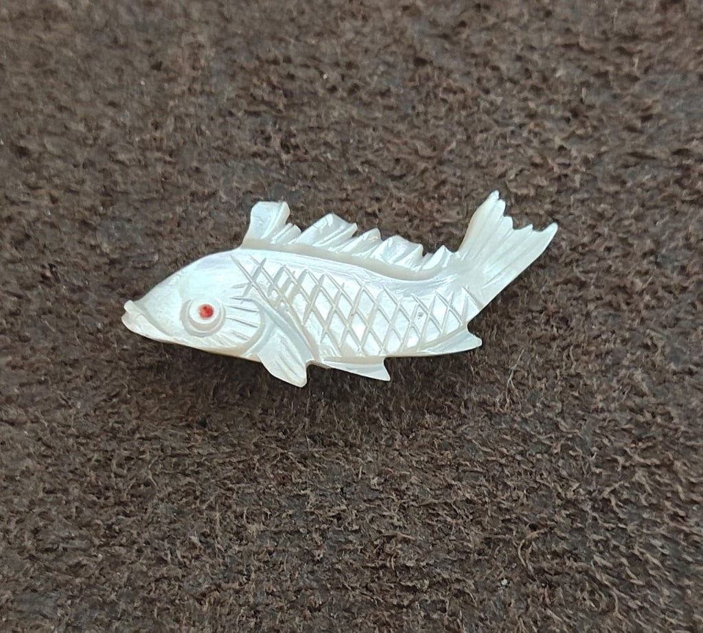 1960s Hand Carved Mother of Pearl Koi Fish Brooch Pin