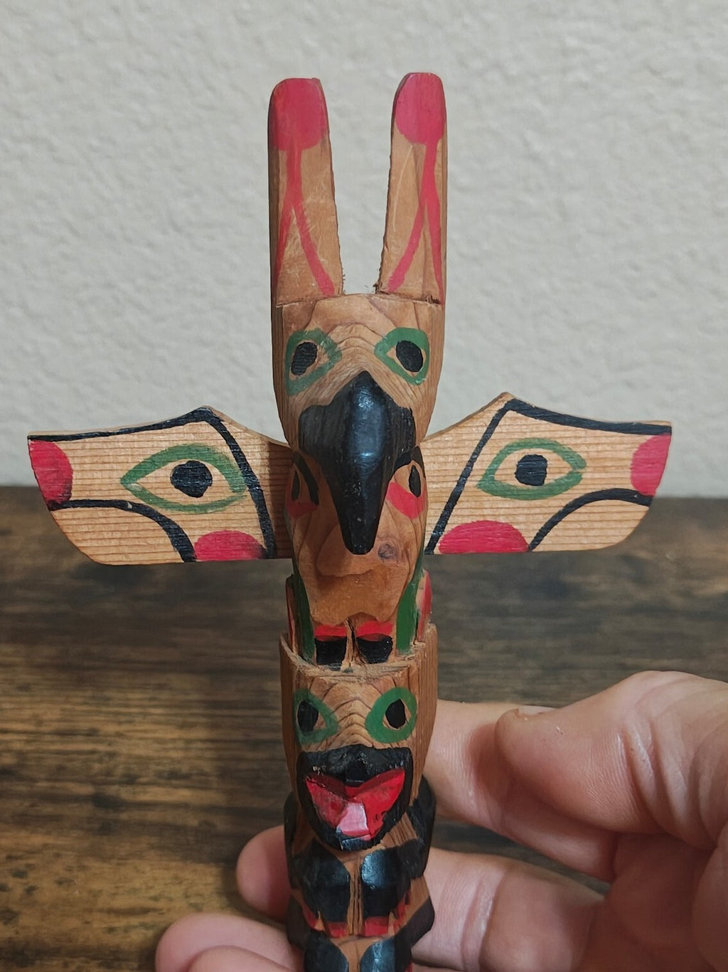 1970s Hand Carved Model Totem Pole