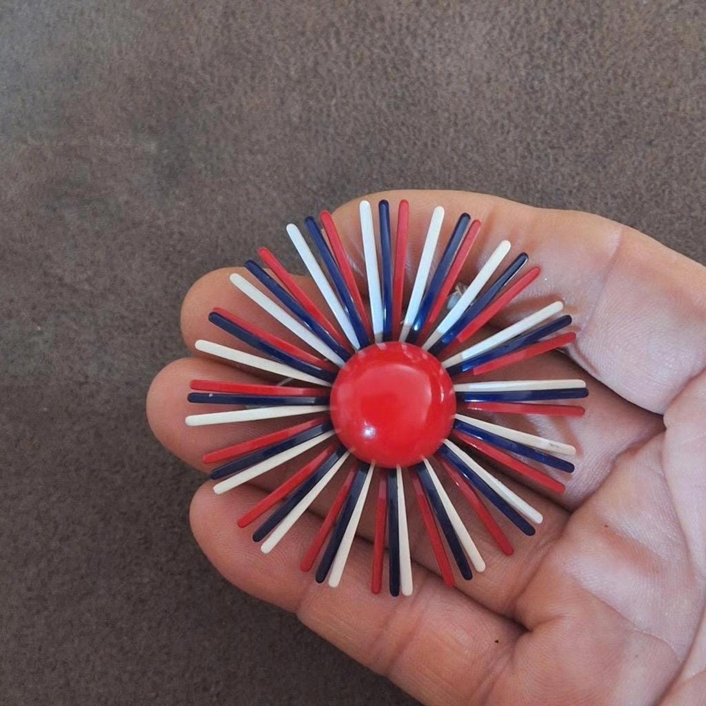 1960s Red White & Blue Patriotic Starburst Fireworks Brooch