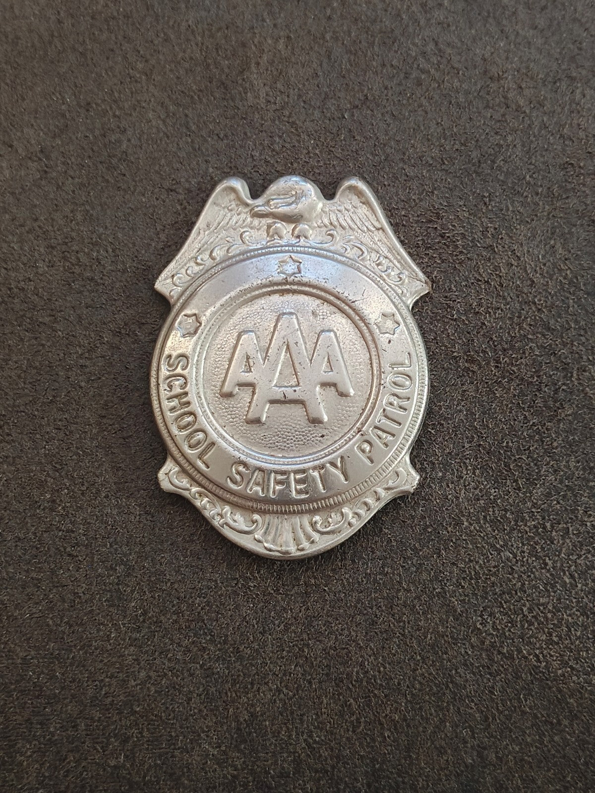 1950s/60s AAA School Safety Patrol Patrolman Shield Badge Pin.