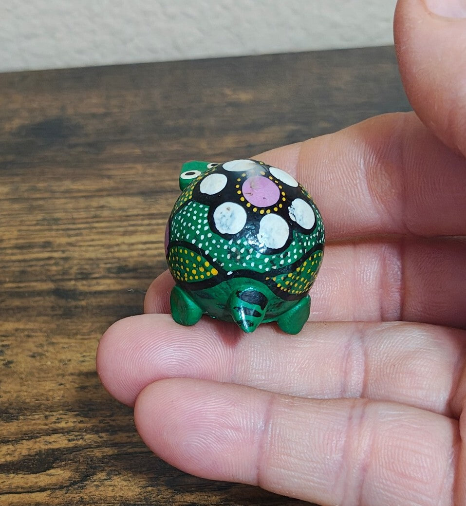 Hand-painted Mexican Folk Art Turtle Bobblehead Figurine