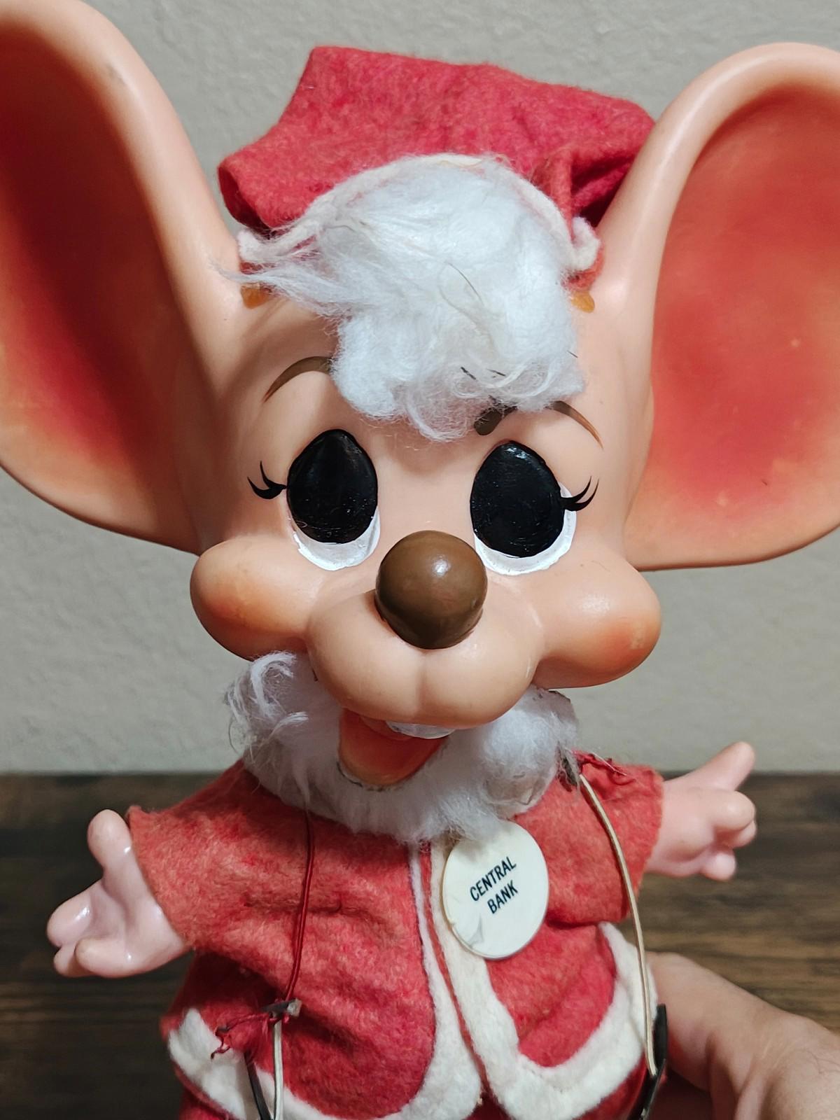 1970 Vintage Roy Des of Florida Big Ear Mouse Dressed In A Santa Claus Suit Bank