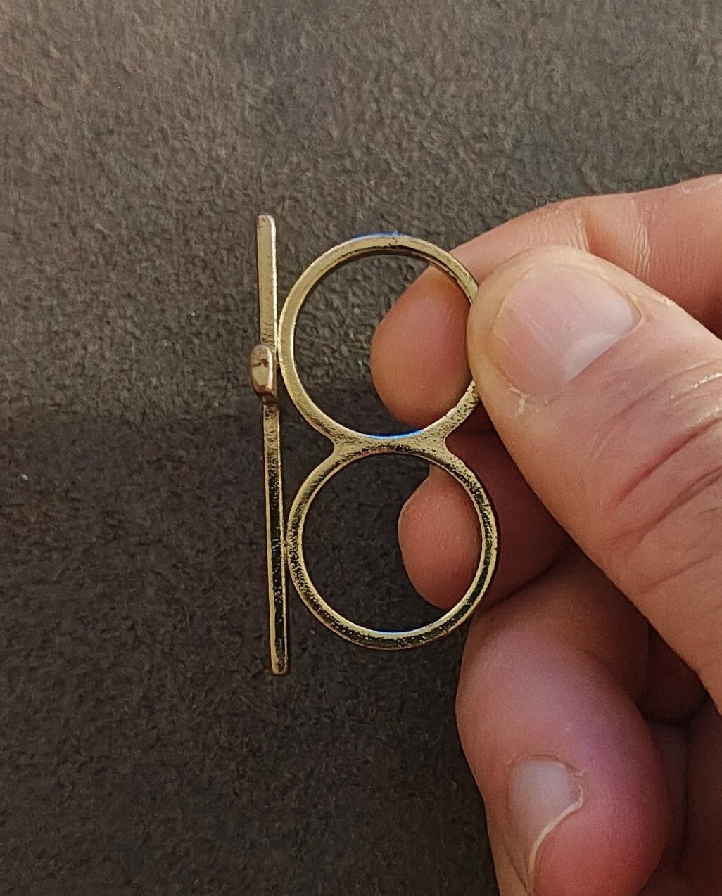 Gold Tone Double Finger Cross Ring