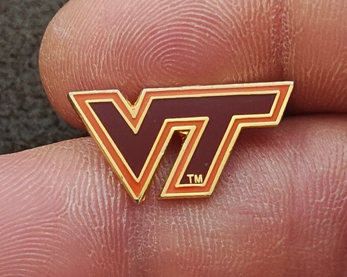 1980s Virginia Tech Hokies NCAA VT Athletic Logo Gold Tone Enamel Pin