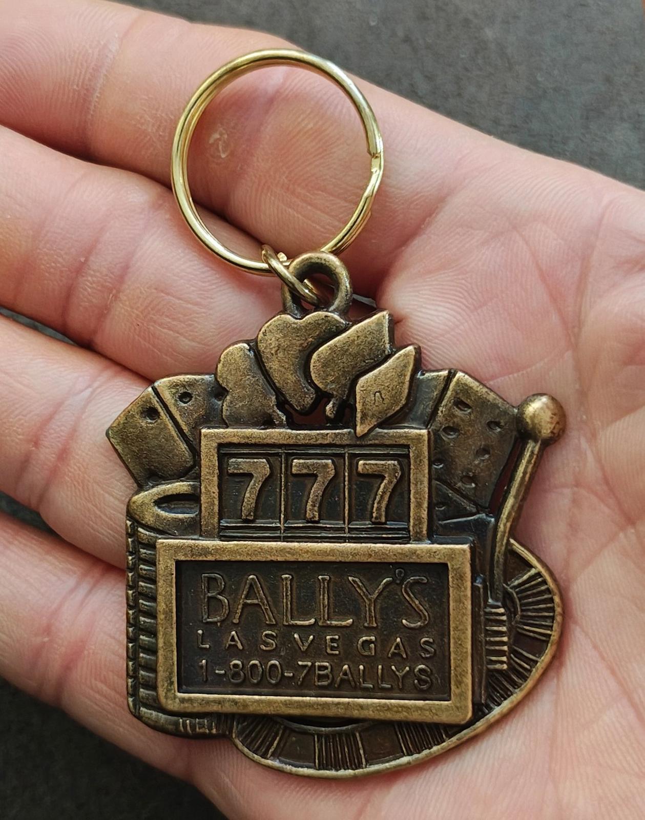 1990s Vintage Bally's Las Vegas Hotel and Casino Brass Slot Machine Keychain