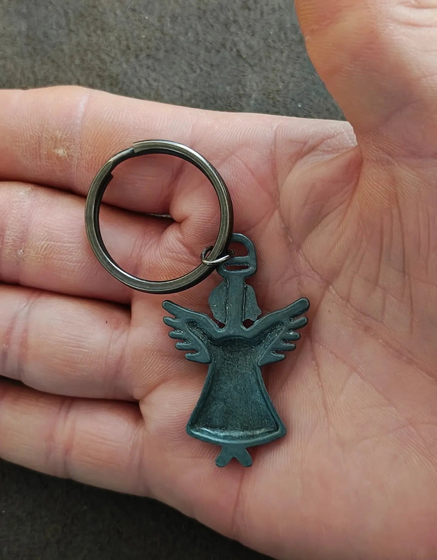 1990s Vintage Pewter Angel Keychain/Keyring
