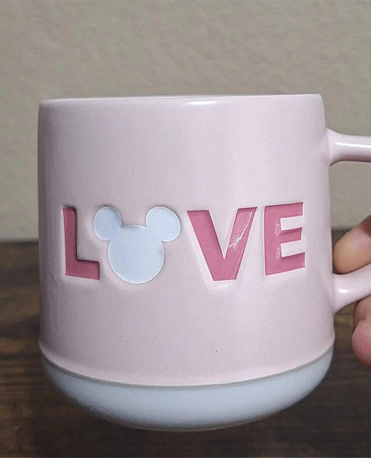 Pretty Disney Love Pink & White Stoneware Mug