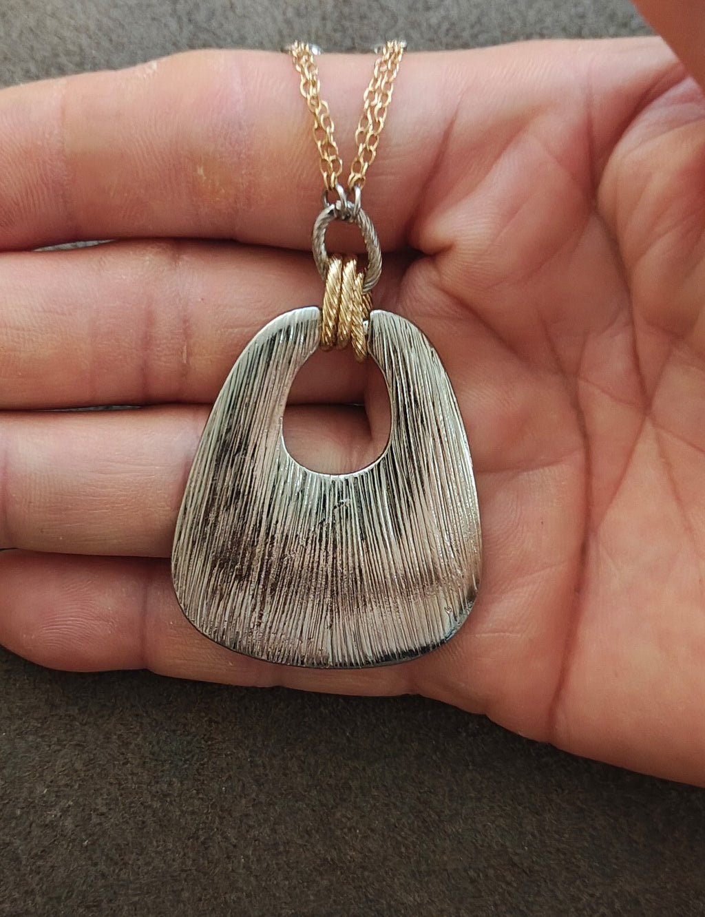 1980s Two Tone Statement Pendant Necklace