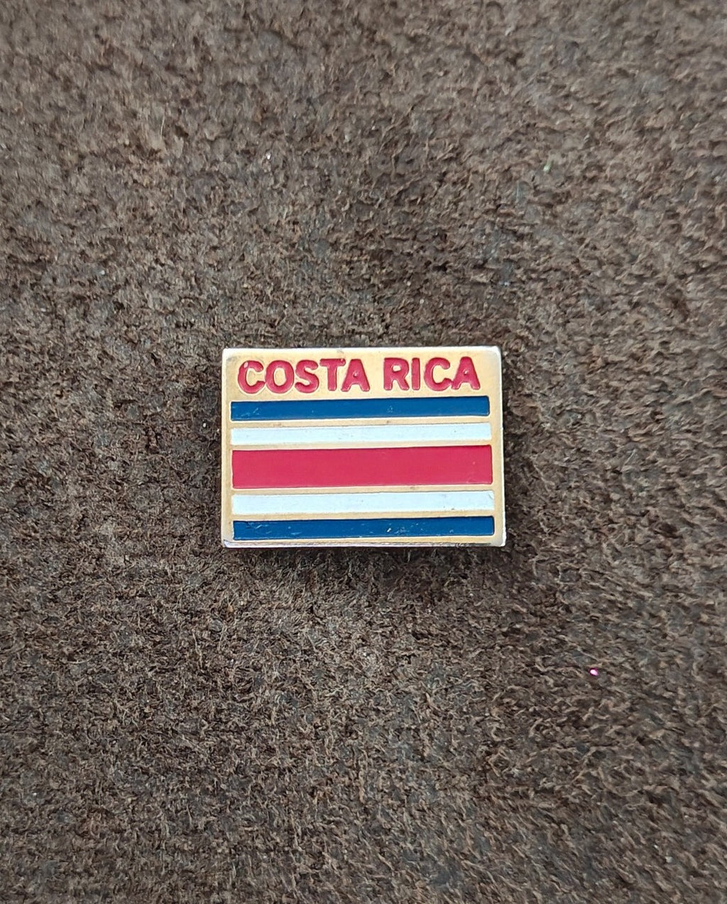 1980s Costa Rica Flag Gold Tone Enamel Travel Souvenir Pin