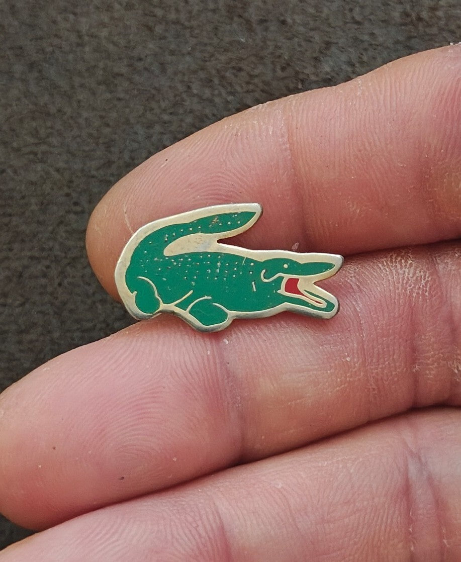 1980s Rare & Hard To Find Lacoste Gold Tone Enamel Crocodile Cloisonné Pin