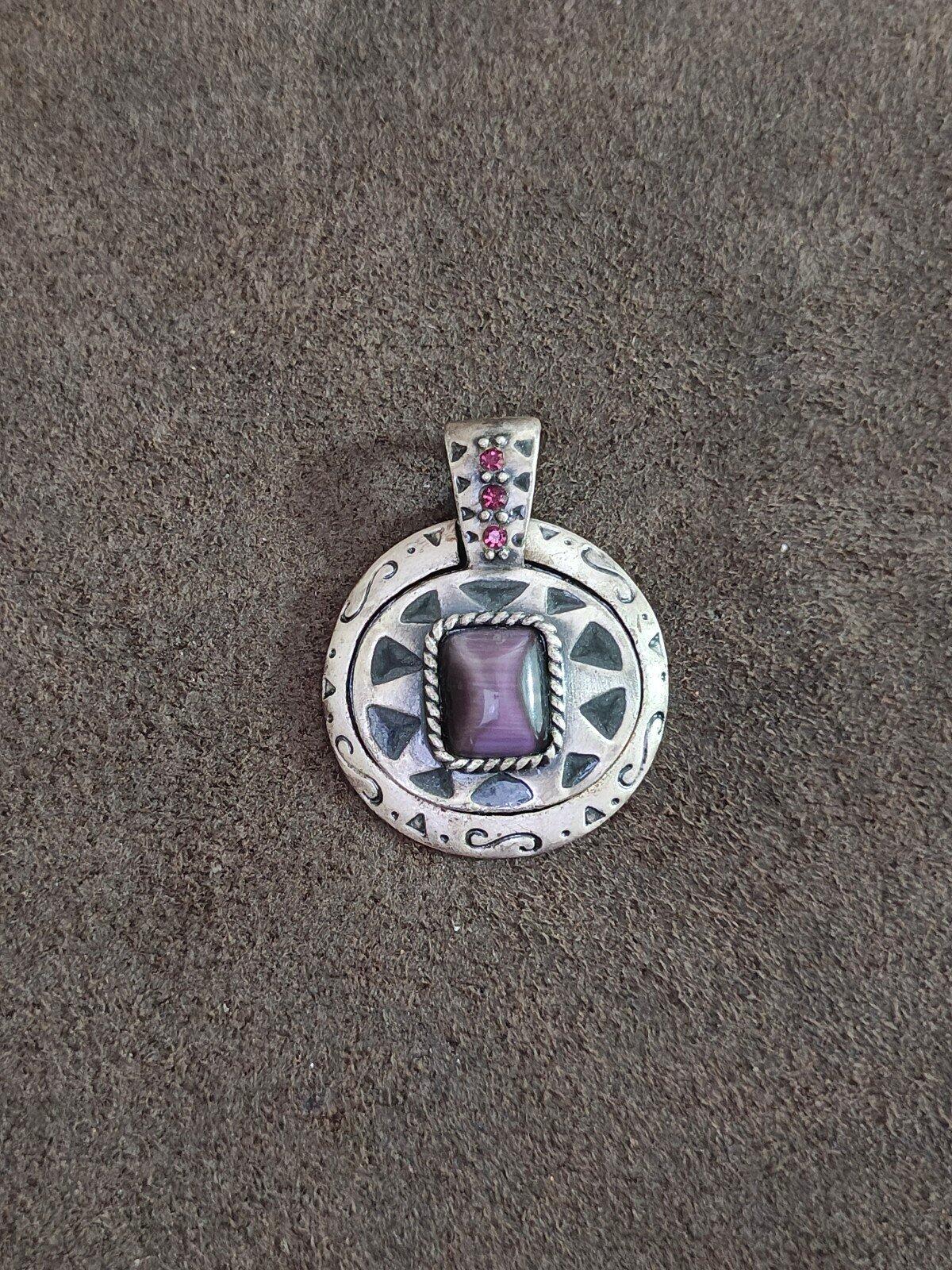1980s Signed KC Southwest Design With Purple Stones Pendant