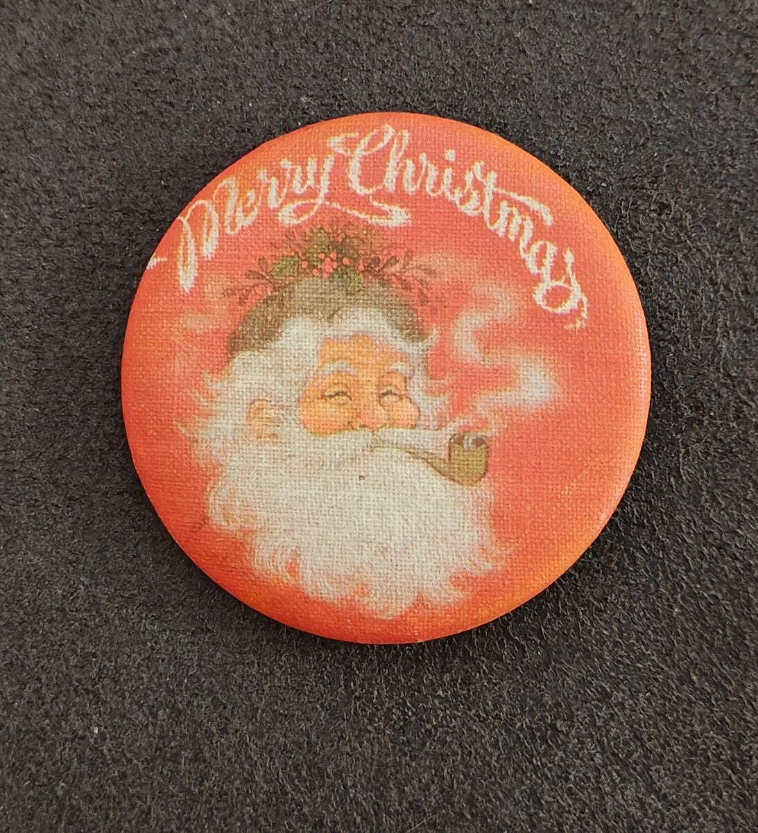 1960s Hallmark Cards Santa Canvas Litho Pin button/Pin