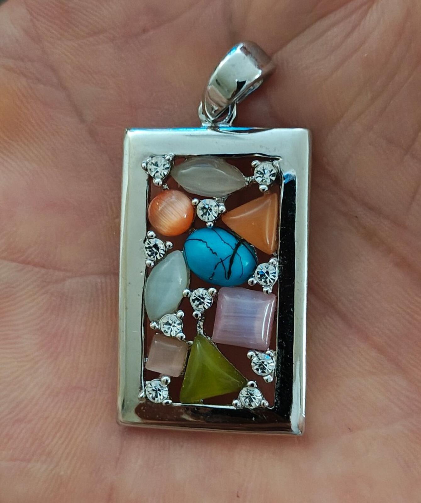 Lia Sophia Galileo Turquoise And Pastel Silver Tone Pendant