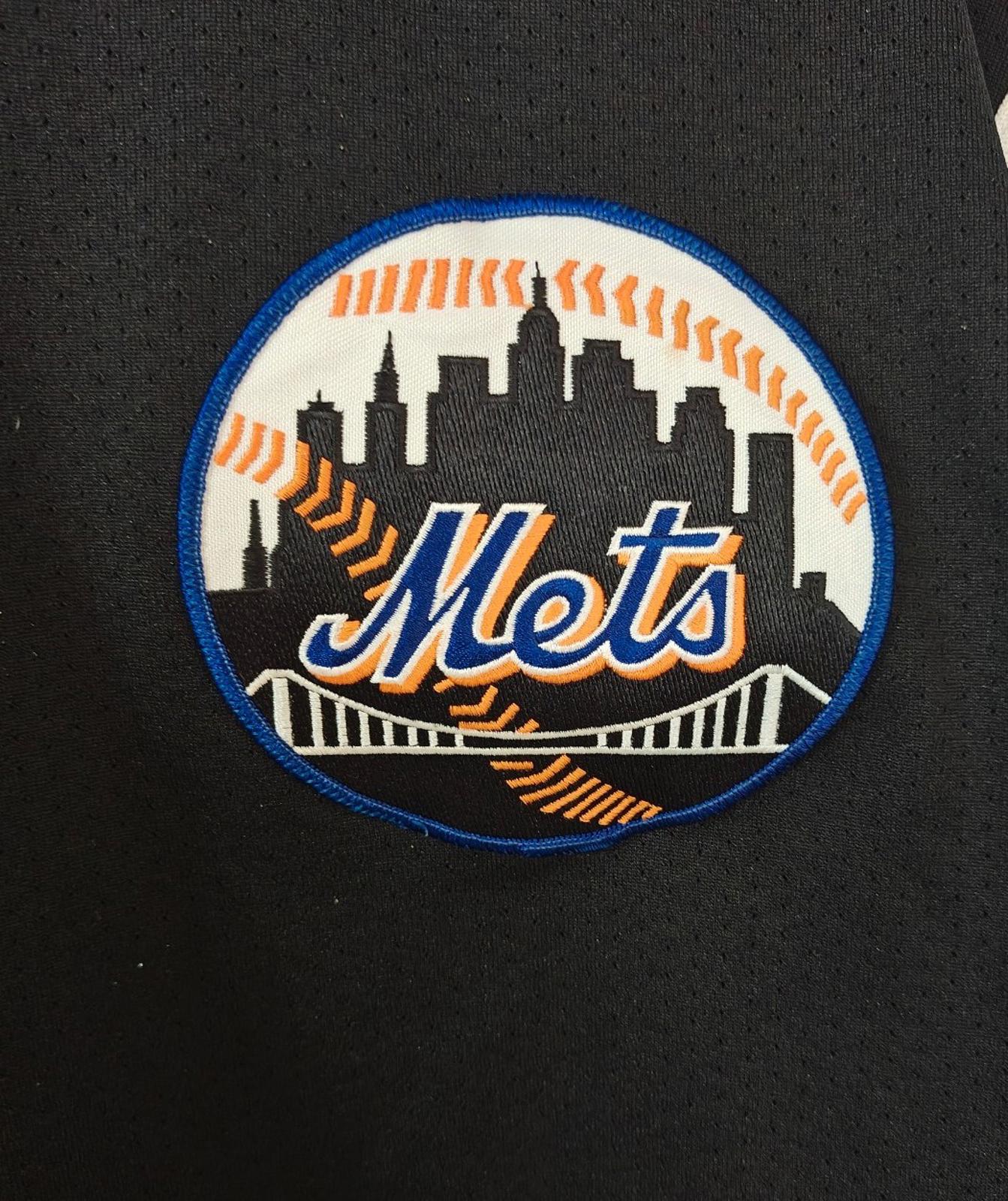 1990's Majestic New York Mets Big Patches Black Jersey