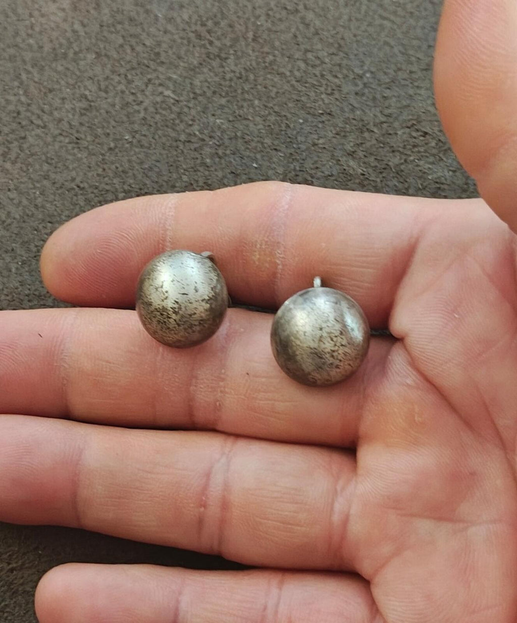 1950s/60s Sterling Silver Ball Screwback Clip On Stud Earrings