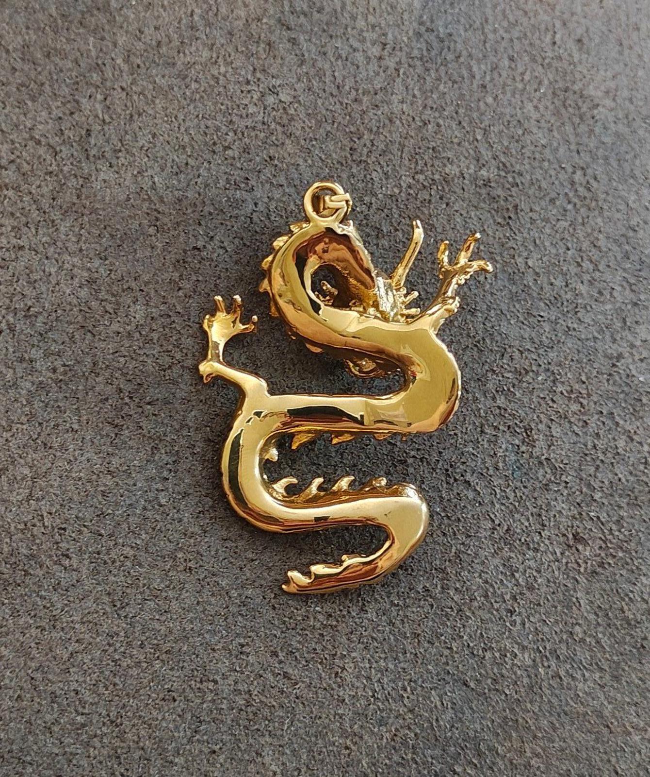 Cool Large Gold Tone Dragon Pendant