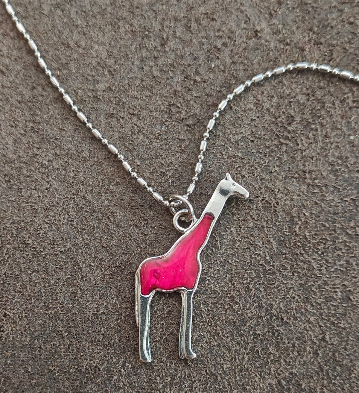 1970s Adult Jewels Brand Red Enamel Giraffe Pendant Necklace