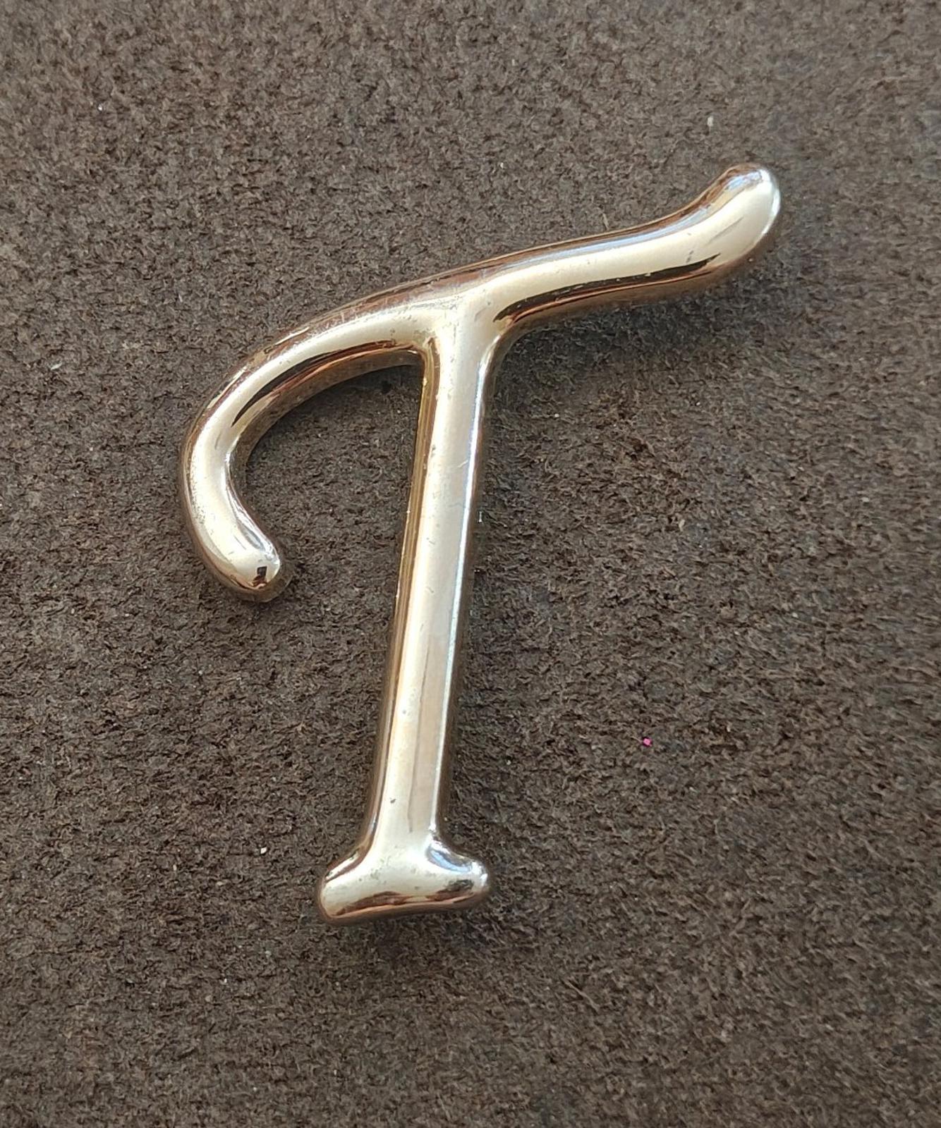 1980s Monogram Initial Letter T Silver Tone Pin/Brooch