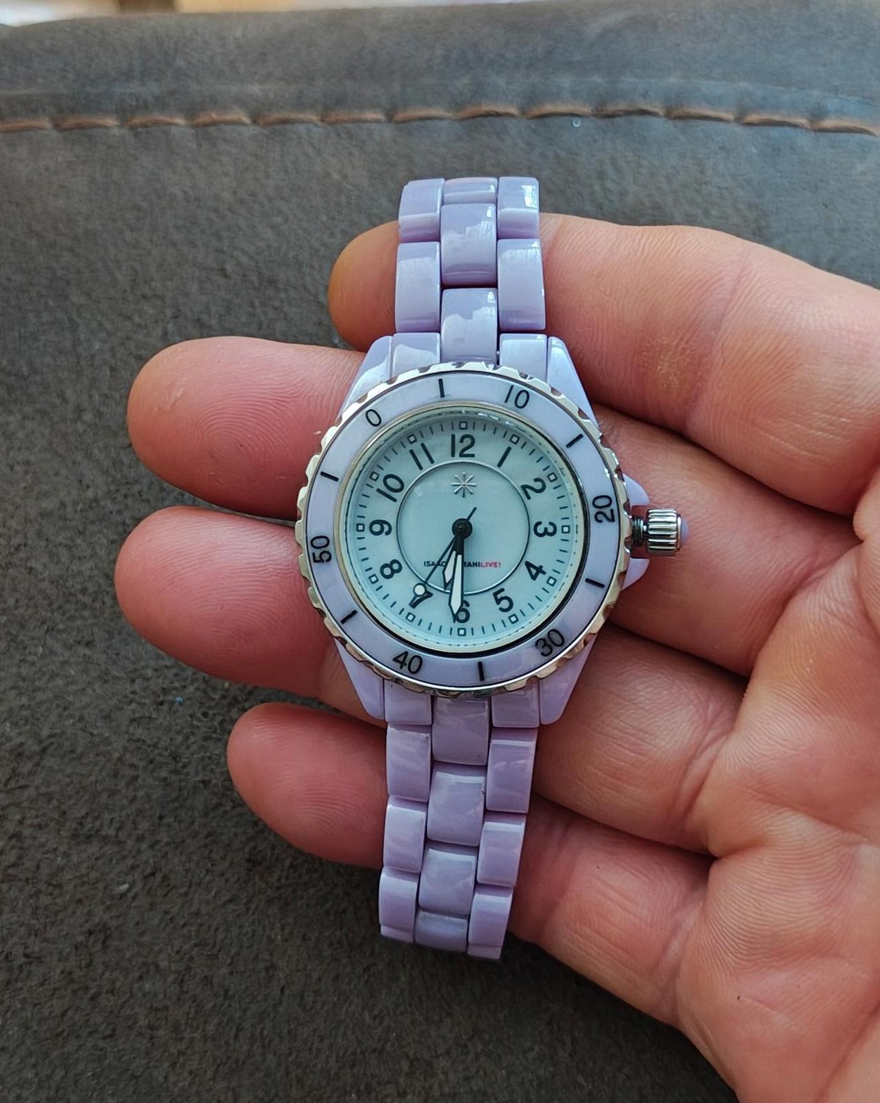 90's Isaac Mizrahi Live! Ceramic Purple Watch With Mother Of Pearl Dial