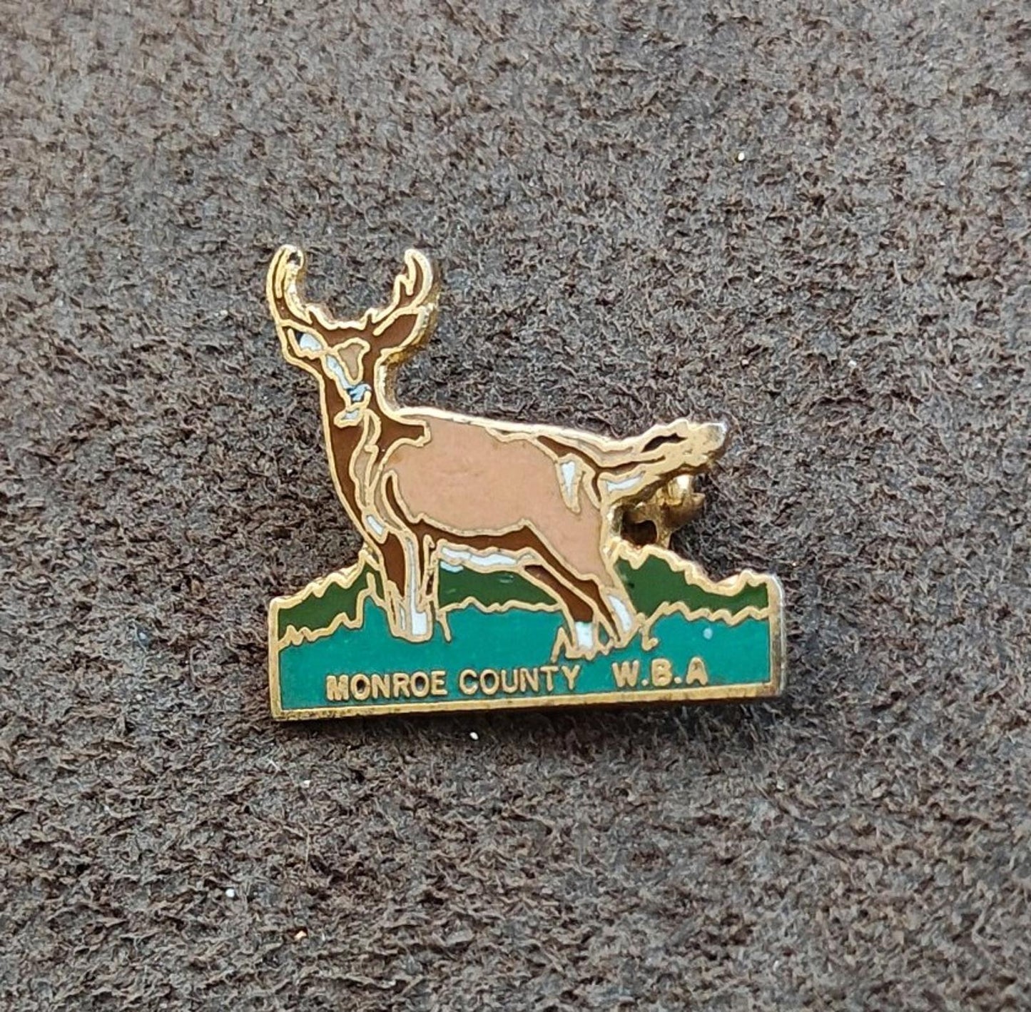 1980s Vintage Rare Monroe County W.B.A. Deer Gold Tone Enamel Pin