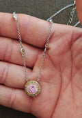 Exquisite Vintage Inspired Two-Tone Pink Halo Station Necklace