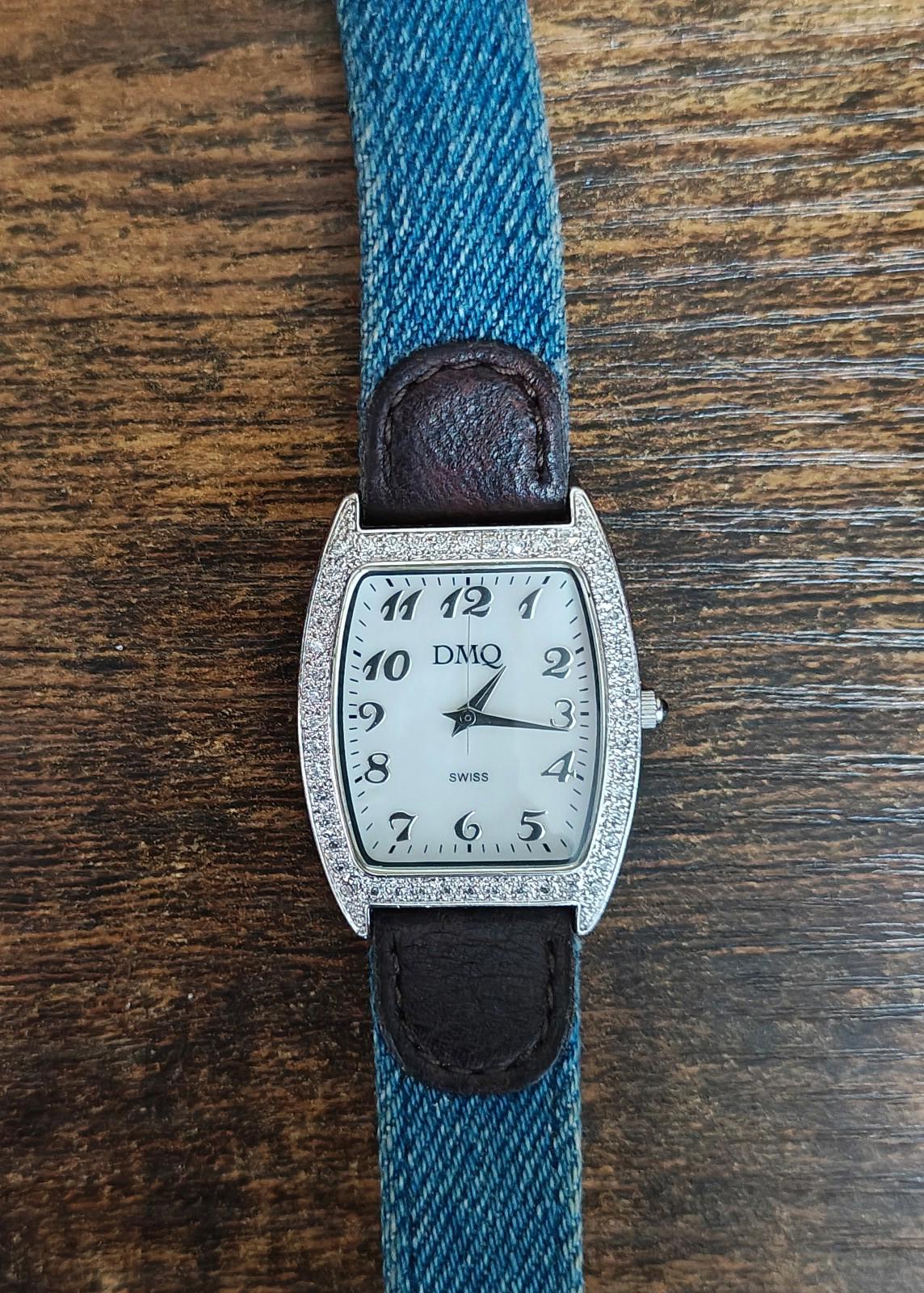 1990s DMQ Quartz Ladies' Swiss Watch With Crystal Accented Bezel