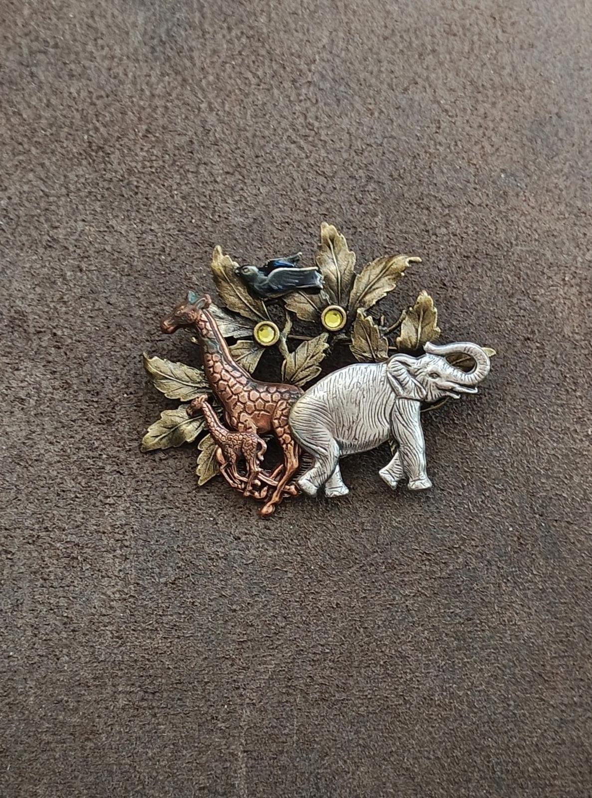 1980s Signed Kenneth Cole Safari Mixed Metal Brooch