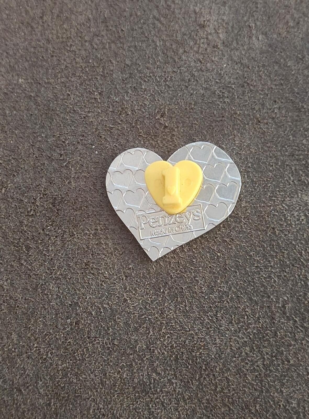 Penzeys "Teach" Heart Pin With Red, Purple & Yellow Enamel