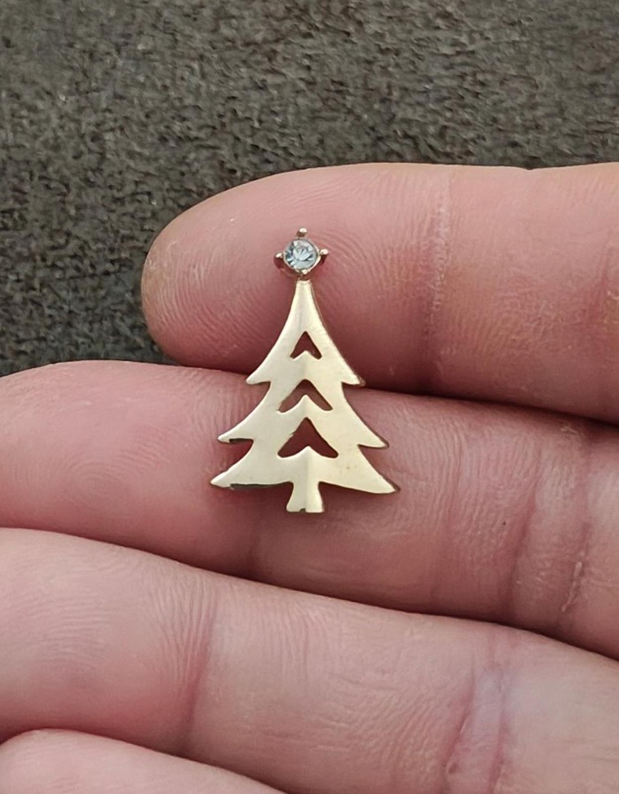 1980s Avon Gold Tone Christmas Tree With Clear Rhinestone Tree Topper