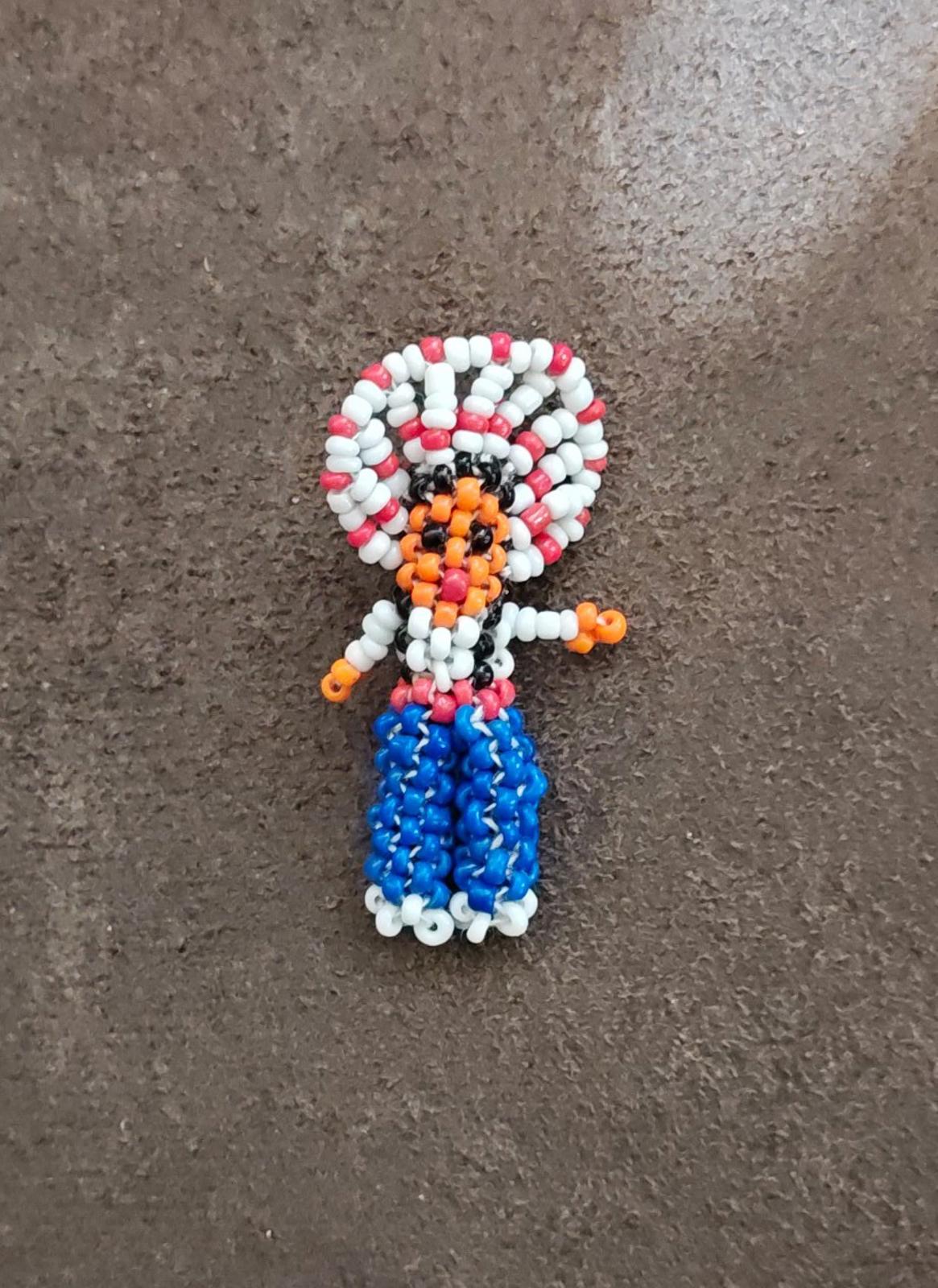 1960s/70s Handcrafted  Native American Seed Bead Figure Brooch